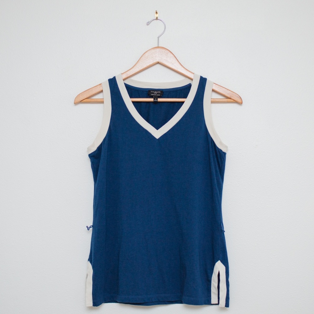 Talbots blue and white tank